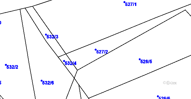 Parcela st. 527/2 v KÚ Sloupno nad Cidlinou, Katastrální mapa