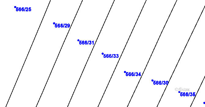 Parcela st. 566/33 v KÚ Sloupno nad Cidlinou, Katastrální mapa