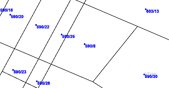 Parcela st. 590/8 v KÚ Sloupno nad Cidlinou, Katastrální mapa