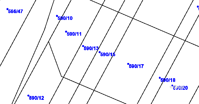 Parcela st. 590/15 v KÚ Sloupno nad Cidlinou, Katastrální mapa