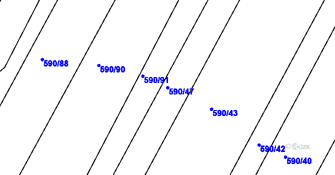 Parcela st. 590/47 v KÚ Sloupno nad Cidlinou, Katastrální mapa