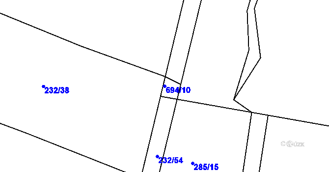 Parcela st. 694/10 v KÚ Sloupno nad Cidlinou, Katastrální mapa