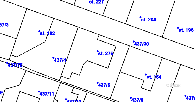 Parcela st. 276 v KÚ Sloupno nad Cidlinou, Katastrální mapa