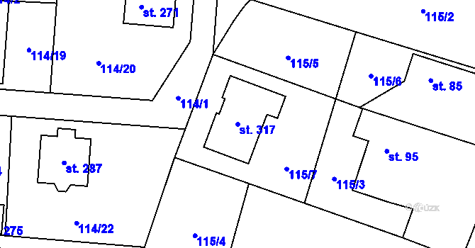 Parcela st. 317 v KÚ Sloupno nad Cidlinou, Katastrální mapa