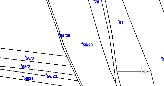 Parcela st. 56/20 v KÚ Kamilov, Katastrální mapa