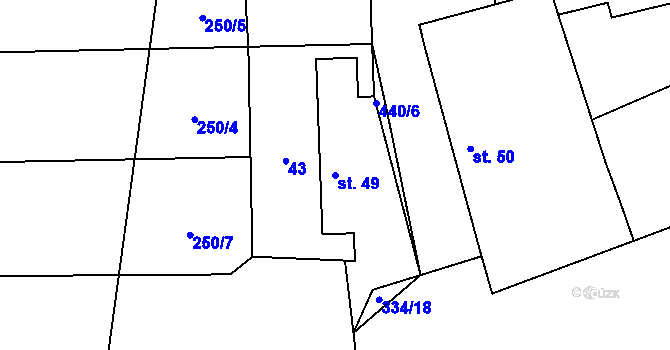 Parcela st. 49 v KÚ Sloveč, Katastrální mapa