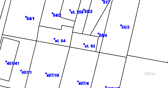 Parcela st. 65 v KÚ Sloveč, Katastrální mapa