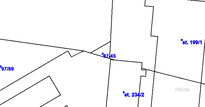 Parcela st. 97/45 v KÚ Sloveč, Katastrální mapa