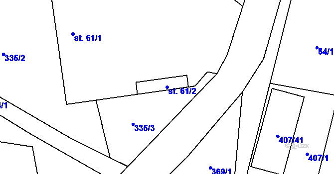 Parcela st. 61/2 v KÚ Sloveč, Katastrální mapa