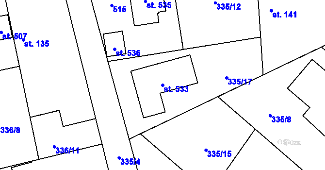 Parcela st. 533 v KÚ Sloveč, Katastrální mapa