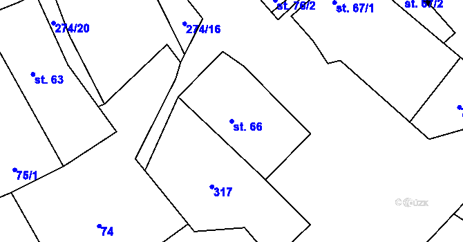 Parcela st. 66 v KÚ Střihov, Katastrální mapa