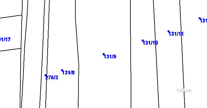 Parcela st. 131/9 v KÚ Střihov, Katastrální mapa