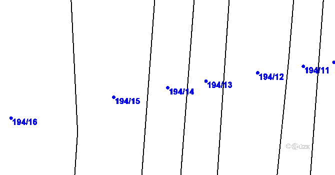 Parcela st. 194/14 v KÚ Střihov, Katastrální mapa