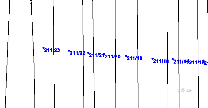 Parcela st. 211/20 v KÚ Střihov, Katastrální mapa