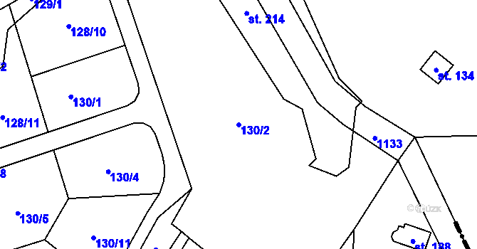 Parcela st. 130/2 v KÚ Dolní Slověnice, Katastrální mapa