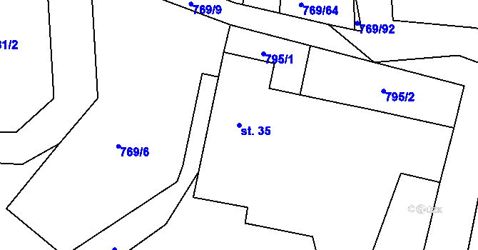Parcela st. 35 v KÚ Horní Slověnice, Katastrální mapa