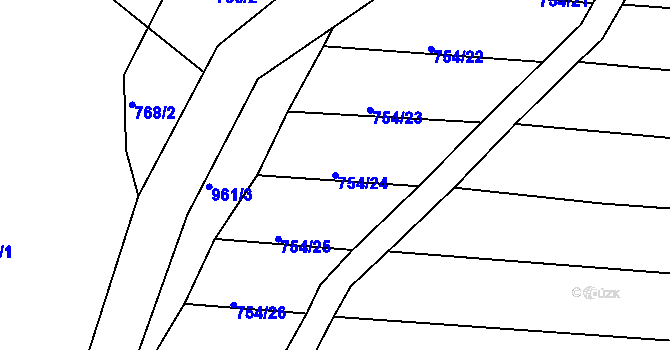 Parcela st. 754/24 v KÚ Horní Slověnice, Katastrální mapa