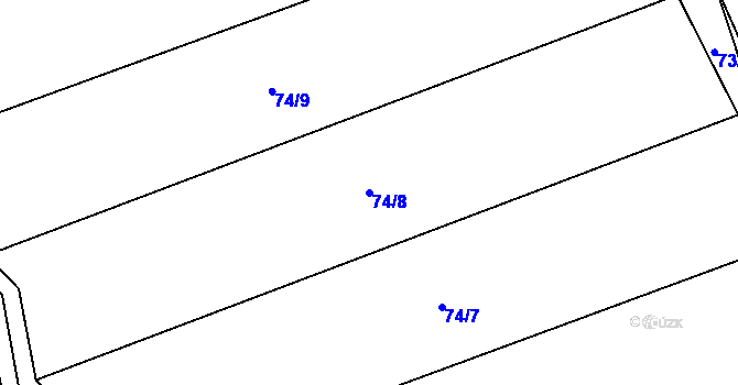 Parcela st. 74/8 v KÚ Sluhy, Katastrální mapa