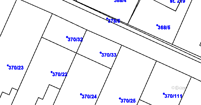Parcela st. 370/33 v KÚ Sluhy, Katastrální mapa