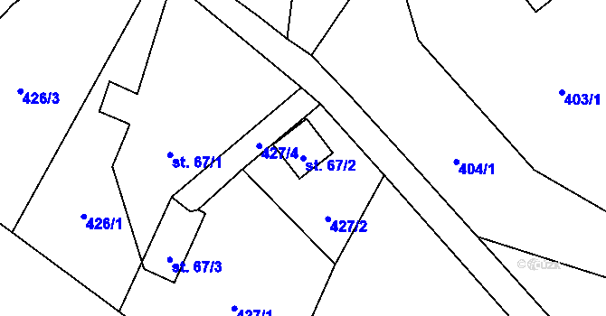 Parcela st. 67/2 v KÚ Slunečná u České Lípy, Katastrální mapa