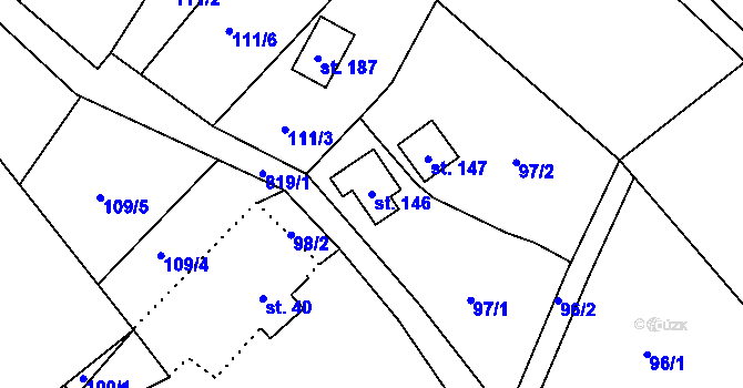 Parcela st. 146 v KÚ Slunečná u České Lípy, Katastrální mapa