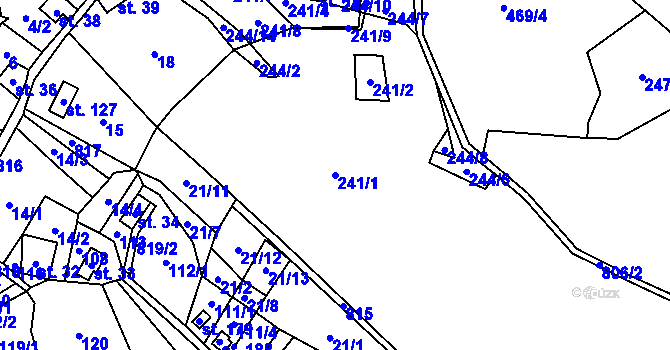 Parcela st. 241/1 v KÚ Slunečná u České Lípy, Katastrální mapa