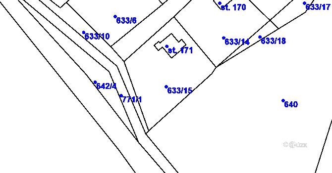 Parcela st. 633/15 v KÚ Slunečná u České Lípy, Katastrální mapa