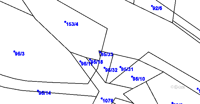 Parcela st. 95/33 v KÚ Oleksovičky, Katastrální mapa