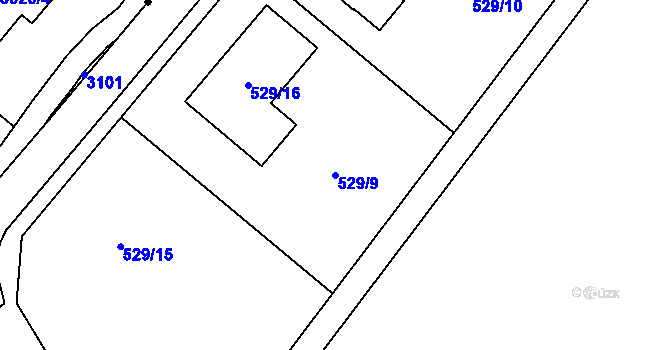 Parcela st. 529/9 v KÚ Oleksovičky, Katastrální mapa