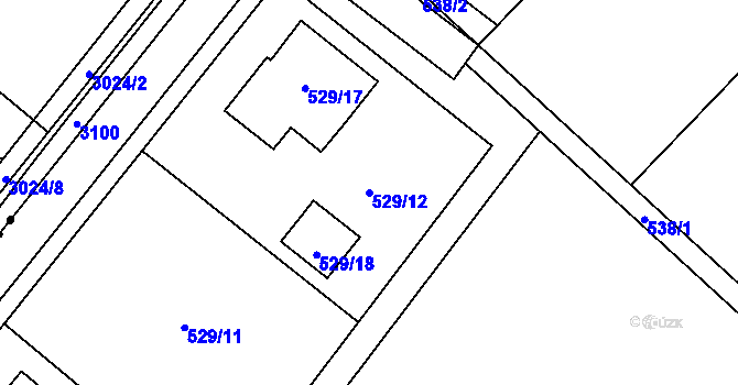 Parcela st. 529/12 v KÚ Oleksovičky, Katastrální mapa