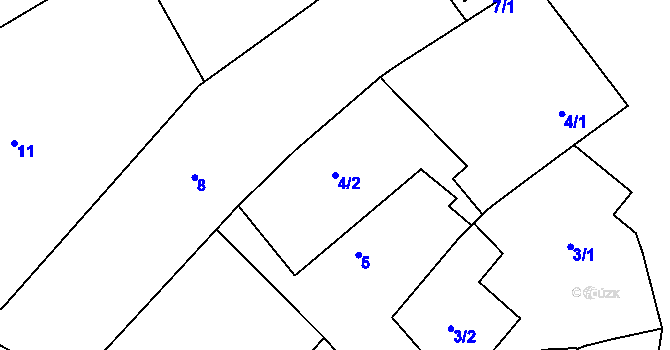 Parcela st. 4/2 v KÚ Oleksovičky, Katastrální mapa
