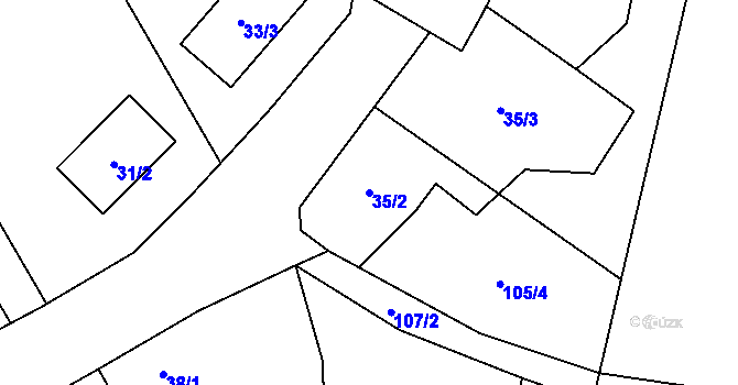 Parcela st. 35/2 v KÚ Oleksovičky, Katastrální mapa