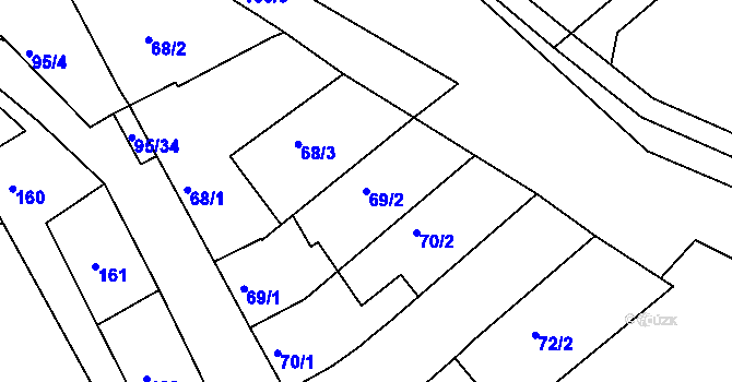 Parcela st. 69/2 v KÚ Oleksovičky, Katastrální mapa