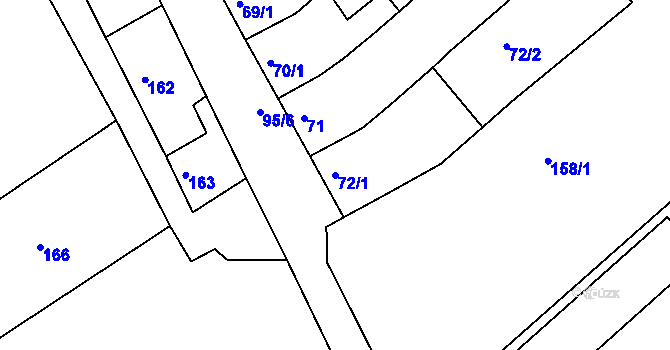 Parcela st. 72/1 v KÚ Oleksovičky, Katastrální mapa