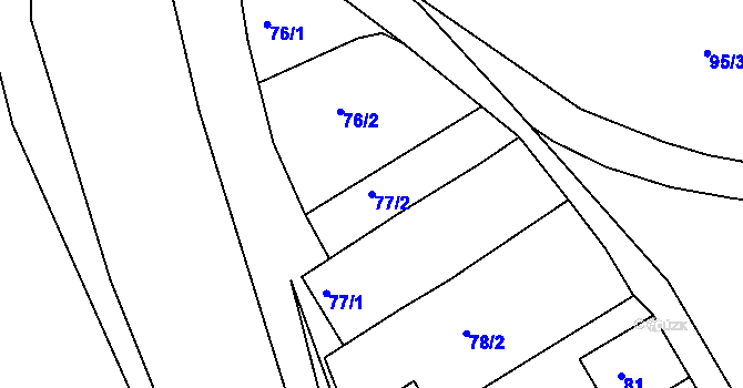 Parcela st. 77/2 v KÚ Oleksovičky, Katastrální mapa