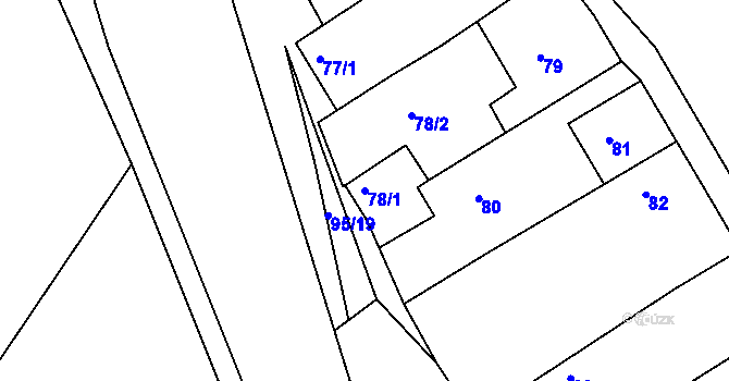 Parcela st. 78/1 v KÚ Oleksovičky, Katastrální mapa