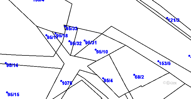 Parcela st. 95/10 v KÚ Oleksovičky, Katastrální mapa