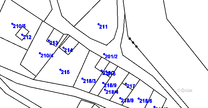 Parcela st. 201/2 v KÚ Oleksovičky, Katastrální mapa
