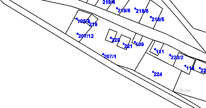 Parcela st. 207/1 v KÚ Oleksovičky, Katastrální mapa