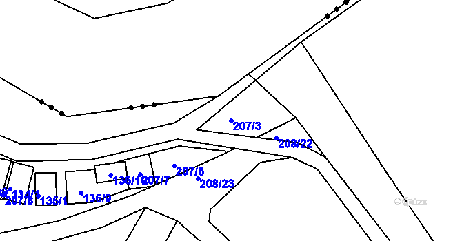 Parcela st. 207/3 v KÚ Oleksovičky, Katastrální mapa
