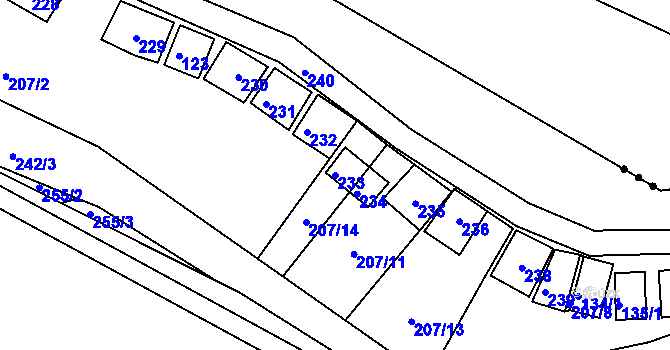 Parcela st. 233 v KÚ Oleksovičky, Katastrální mapa