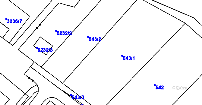 Parcela st. 543 v KÚ Oleksovičky, Katastrální mapa