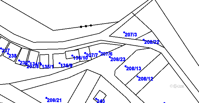Parcela st. 207/6 v KÚ Oleksovičky, Katastrální mapa