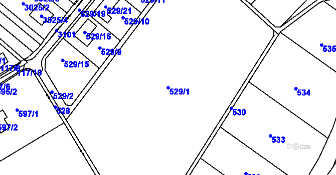 Parcela st. 529/1 v KÚ Oleksovičky, Katastrální mapa