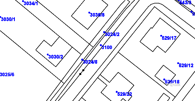 Parcela st. 529/13 v KÚ Oleksovičky, Katastrální mapa