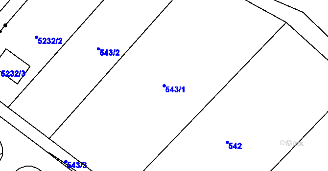 Parcela st. 543/1 v KÚ Oleksovičky, Katastrální mapa