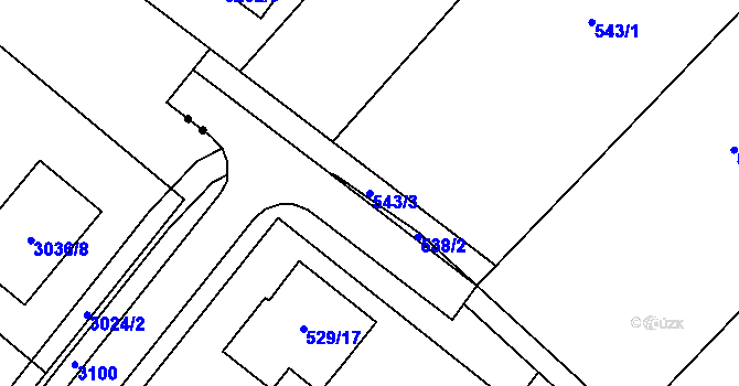 Parcela st. 543/3 v KÚ Oleksovičky, Katastrální mapa