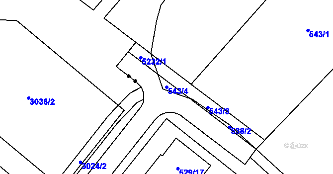 Parcela st. 543/4 v KÚ Oleksovičky, Katastrální mapa