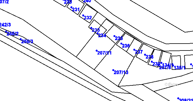 Parcela st. 207/11 v KÚ Oleksovičky, Katastrální mapa