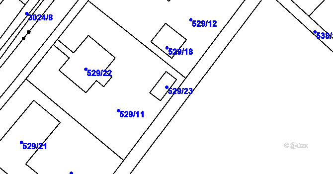 Parcela st. 529/23 v KÚ Oleksovičky, Katastrální mapa